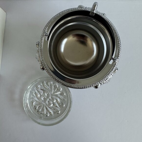 VTG NIOB IRVINWARE 1980s Chromeware Covered Butter Dish Glass Insert Retro 22780 - Picture 1 of 15